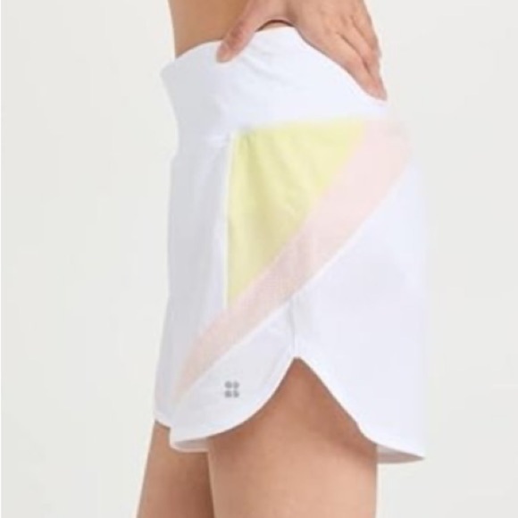 Sweaty Betty London White/Yellow/Pink TRACK SPEED Running Shorts size M - Picture 1 of 13